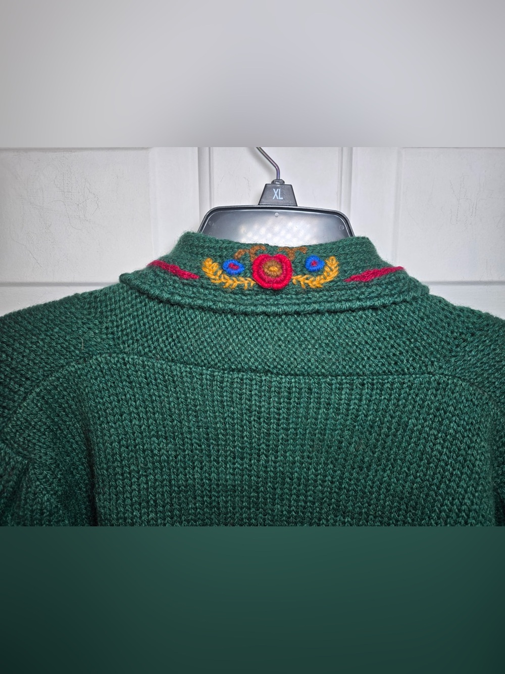 Vintage Susan Bristol Embroidered Cardigan Wool Floral Celtic Large ASO Phoebe - Picture 8 of 12